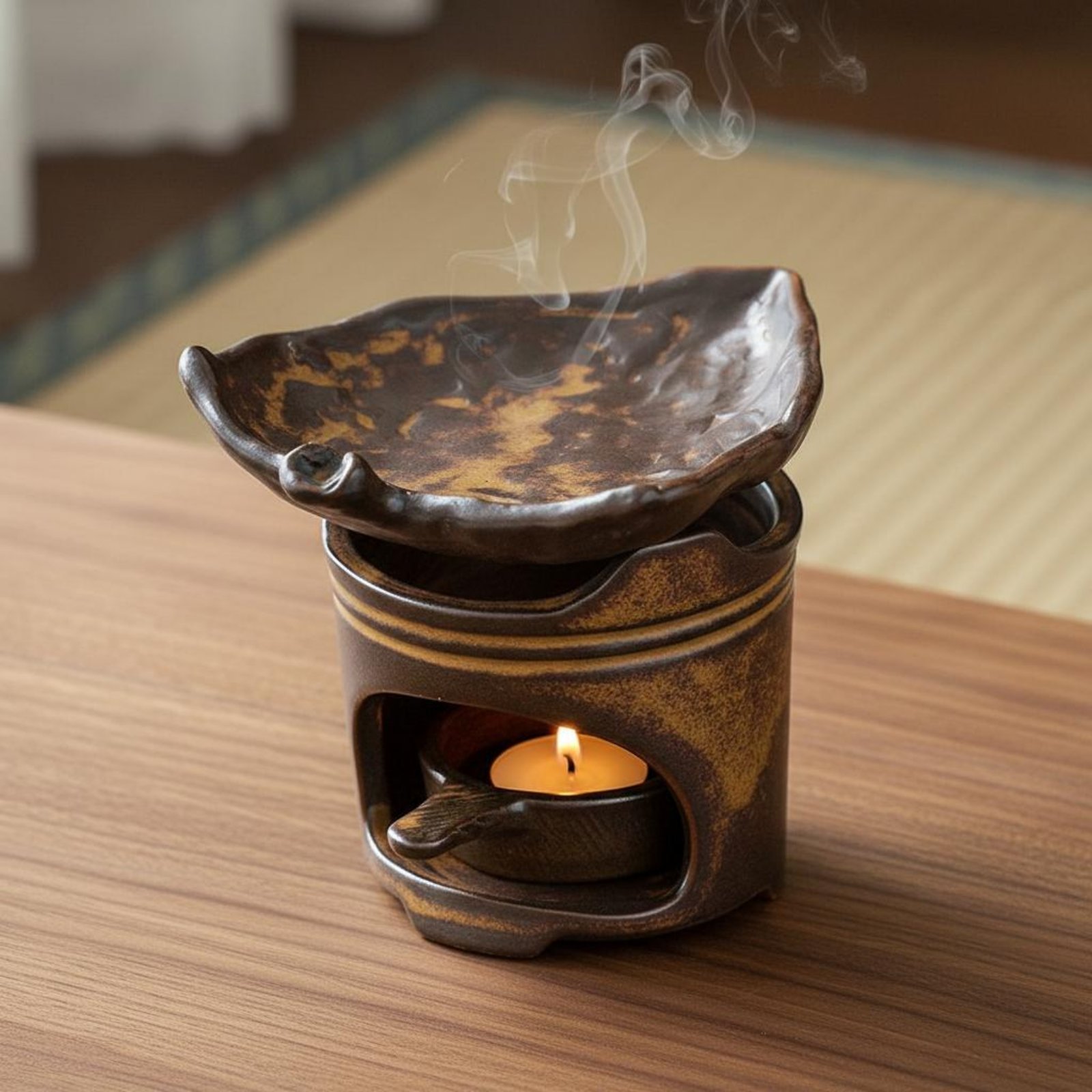 Ceramic Oil Burner - Keramik-Duftlampe „Tranquil Inspired Design“ – Ölbetriebener