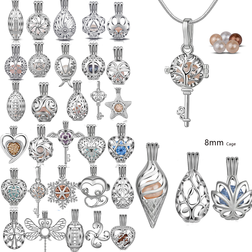 Diffuser Necklace Locket - EUDORA Perle Käfig Silber Farbe Medaillon
