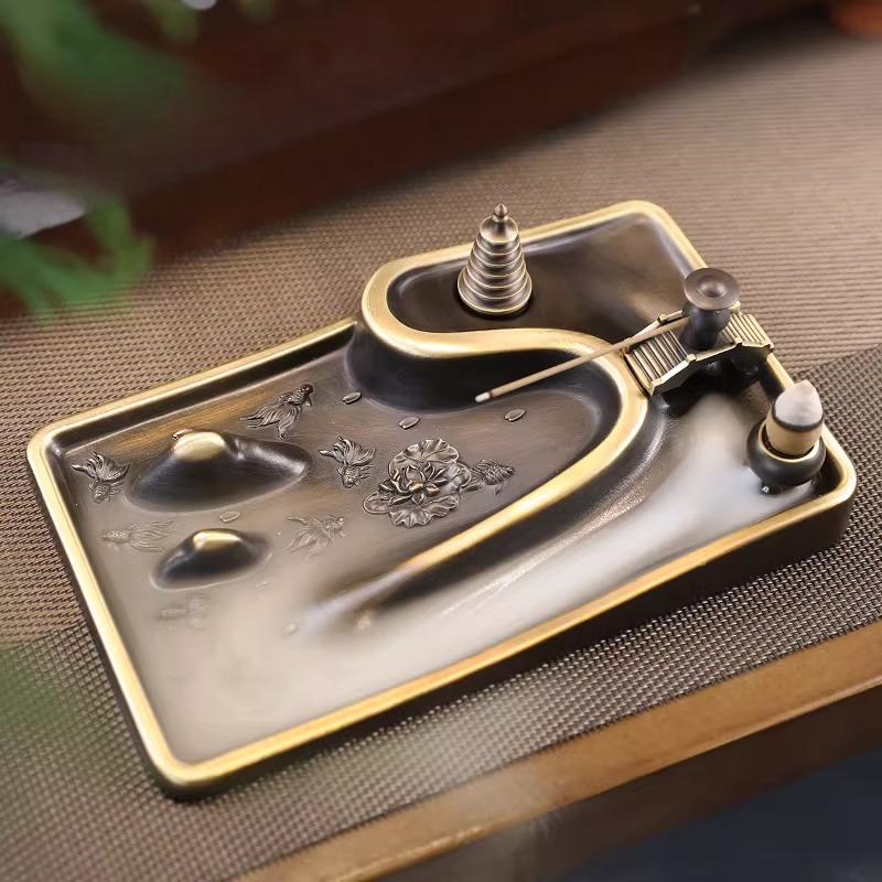 Home Fragrance Zen - Vintage Kupfer-Räucherstäbchenhalter im Zen-Design für Innenräume,