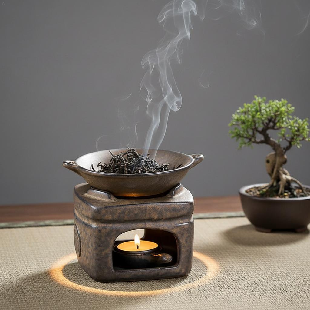 Ceramic Oil Burner - Aromatherapie-Aromabrenner, 3-in-1, grobe Keramik, Teewärmer, Kerze,
