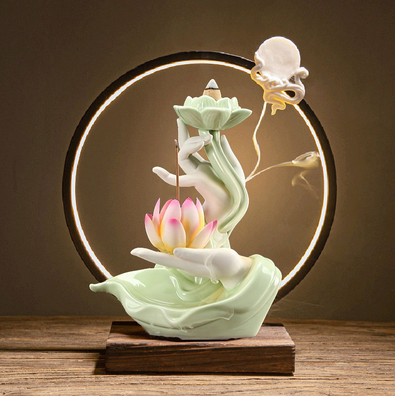 Home Fragrance Zen - Keramik-Räuchergefäß aus Lila Sand mit Rückfluss,