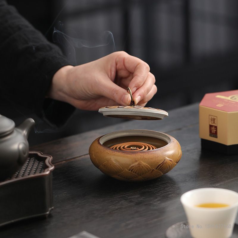 Home Fragrance Zen - Kreativer kleiner Lotus-Räuchergefäß, Keramik-Aroma-Rack, Zen-Reliik-Zeremonie-Wohnzimmer für