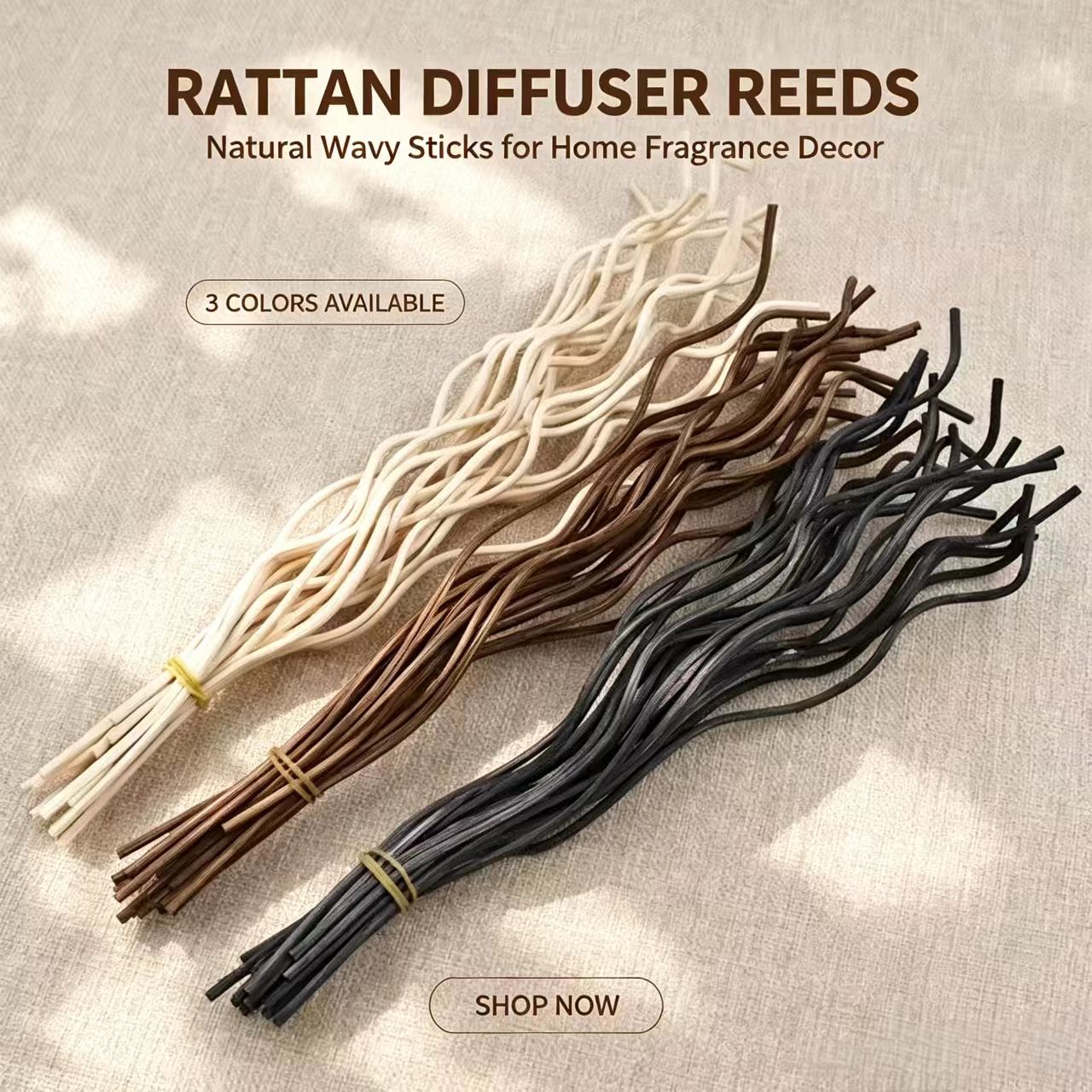 Home Fragrance Janzen - 20 Stück Lange Wellenförmige Rattan-Duftstäbchen, Duftspender-Ersatz,