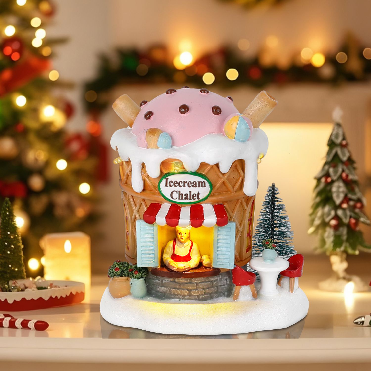 Home Fragrance Gingerbread - Leuchtendes Lebkuchen-Geschenkhaus, Weihnachtsdekoration, Eiscreme-Chalk, Sammlerstück, Gebäude-Shop-Figuren