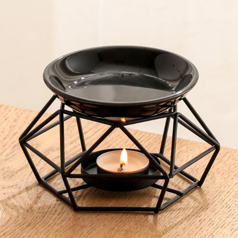 Ceramic Oil Burner - Keramik Schüssel Eisen Rack Schwarz Farbe