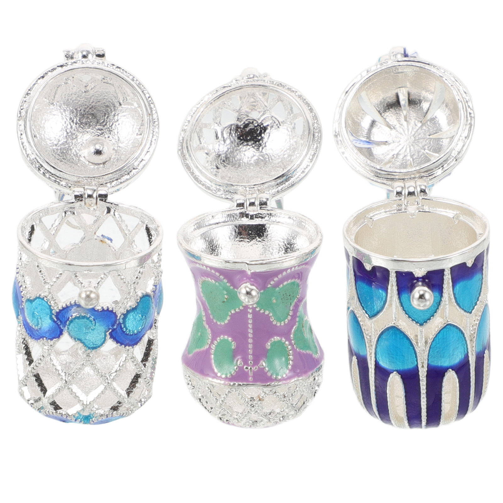 Diffuser Necklace Locket - 3 Stück Mini Hohle Emaille-Parfüm-Medaillons, Nachfüllbare
