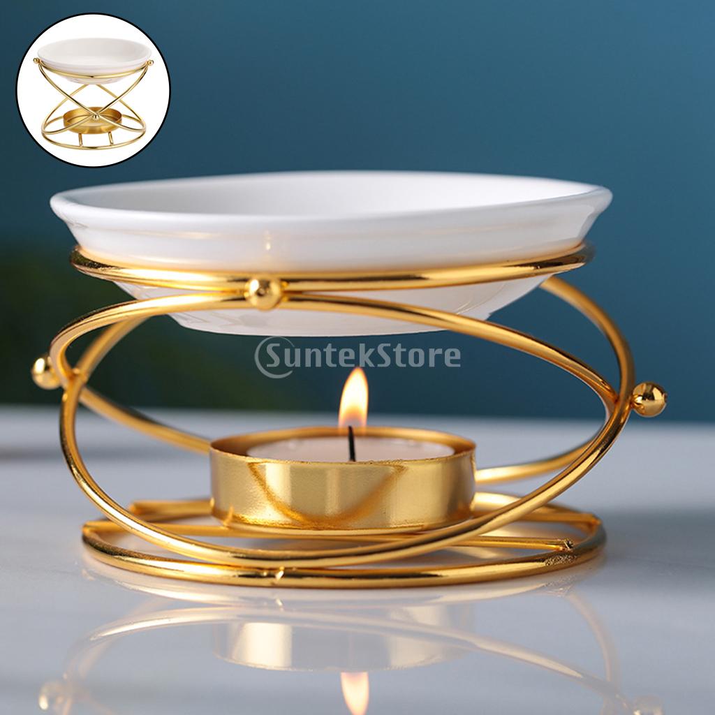 Wax Melt Burner - Metall-Ölbrenner Wachsschmelzer Keramik-Kerzenhalter Aroma-Ölwärmer für Spa