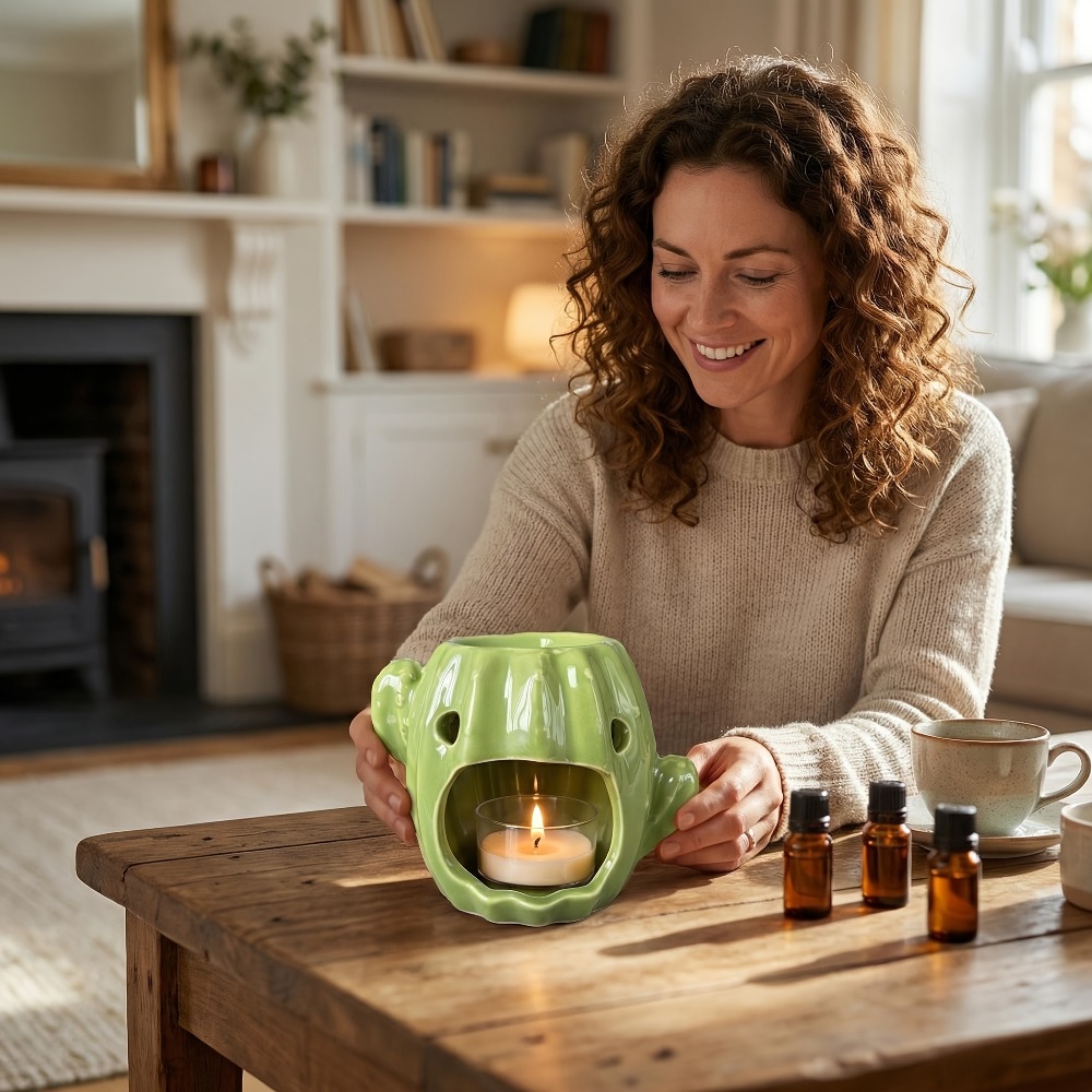 Wax Melt Burner - Kaktusförmiger Keramik-Duftölbrenner Wachsschmelz-Wärmer Teelichthalter für Aromatherapie