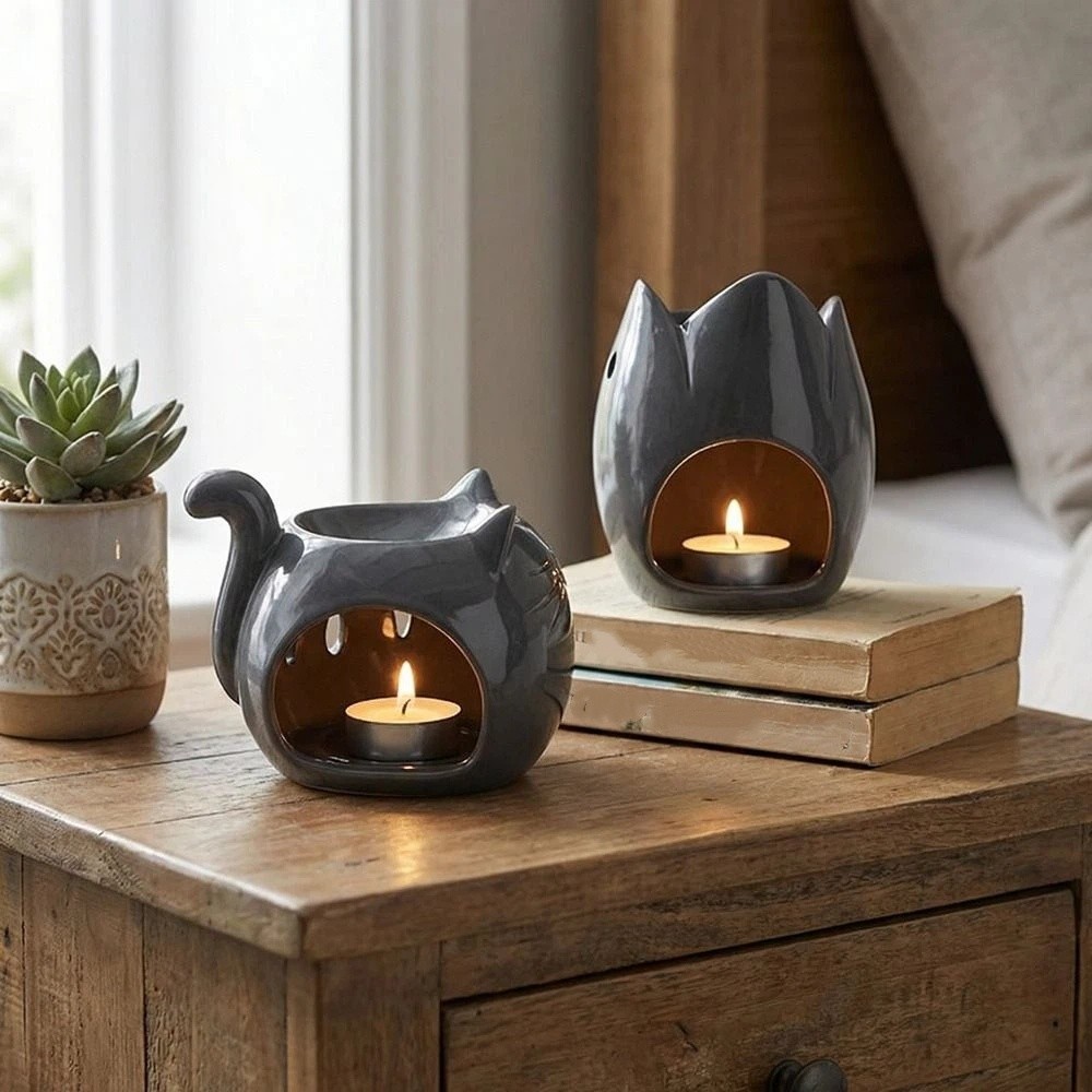 Ceramic Oil Burner - Keramik-Räucherstäbchenhalter mit Cartoon-Tiermotiv, Hitzebeständiger Öldiffusor, Ausgehöhlter