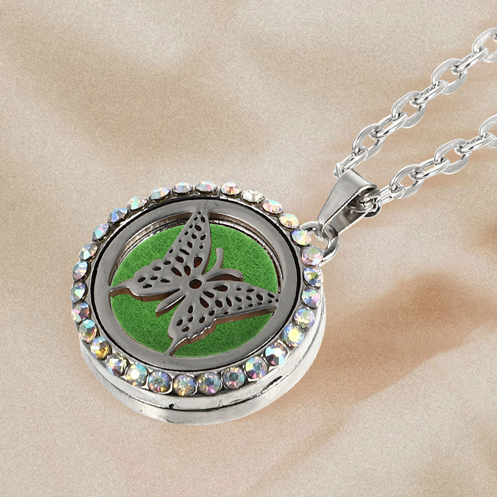 Diffuser Necklace Locket - 50 Stück Runde Baumwoll-Aroma-Pads Mini-Diffusor Halskette
