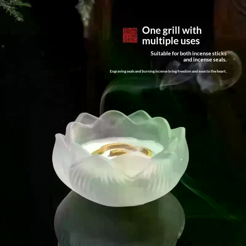 Home Fragrance Zen - Kreativer Kristallglas-Lotus-Räucherstäbchenhalter für Heimdekoration, Raumduft, Räucherzeremonie,
